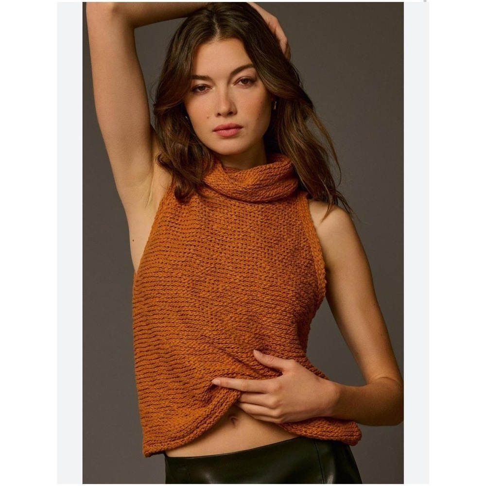Pilcro Terracotta Cowl Neck Sweater Textured Knit